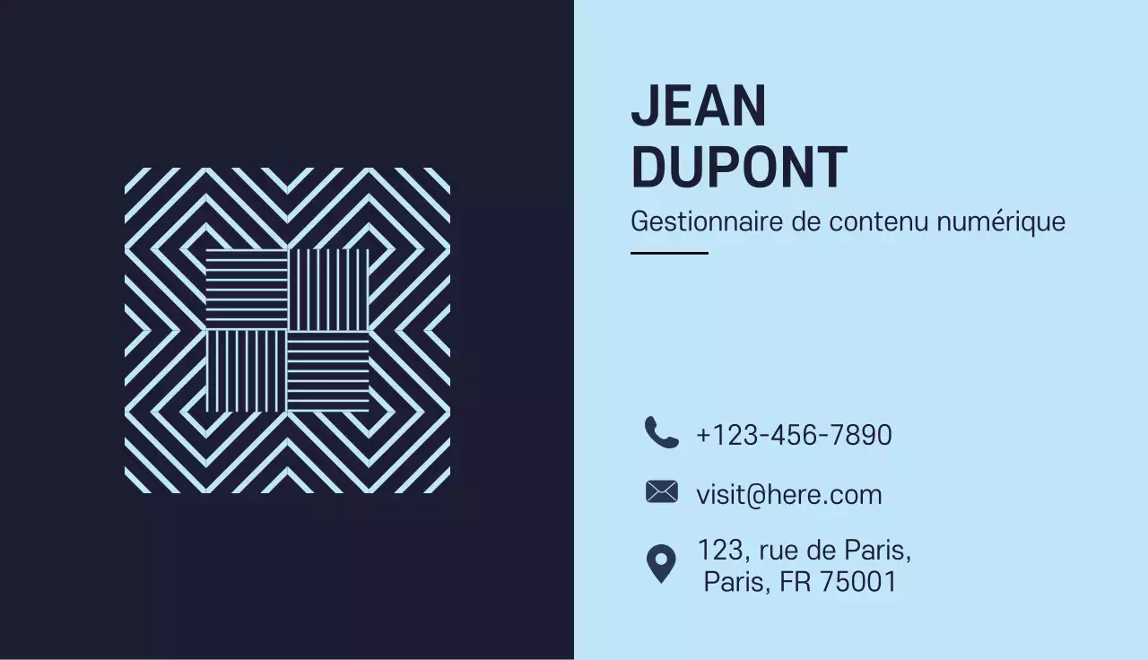 carte de visite géométrique marine