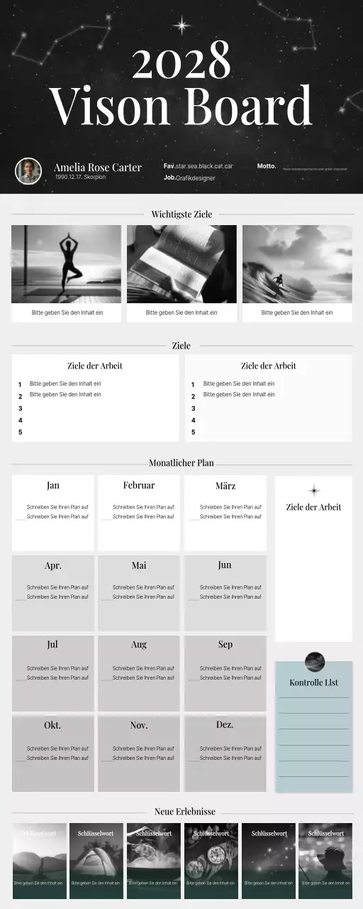 schwarze minimalistische Planer-Checkliste