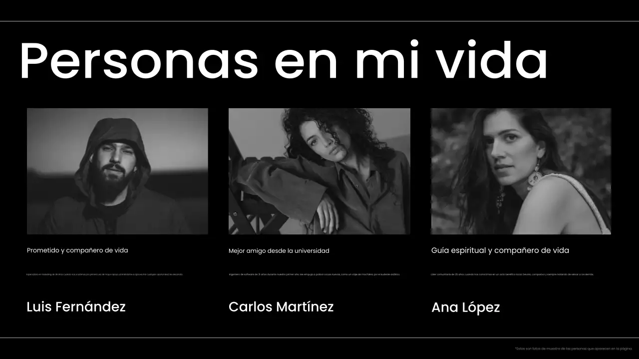 portafolio de autopresentación moderno en blanco y negro