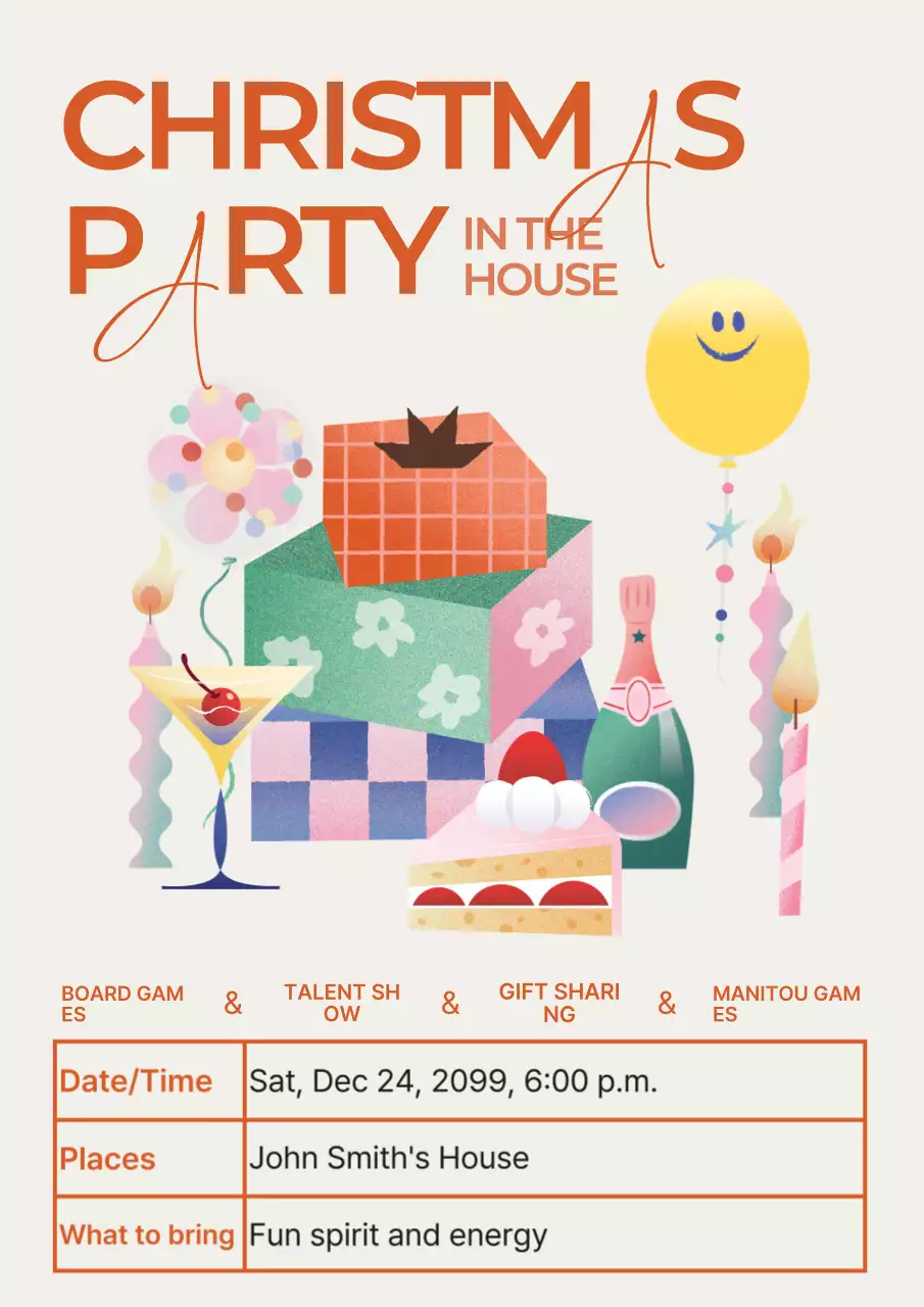 Poster mời Giáng sinh thời trang màu cam