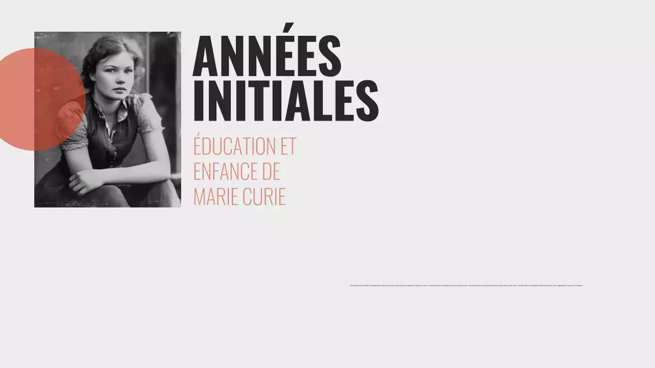 Explorer la vie de Marie Curie Présentation minimaliste