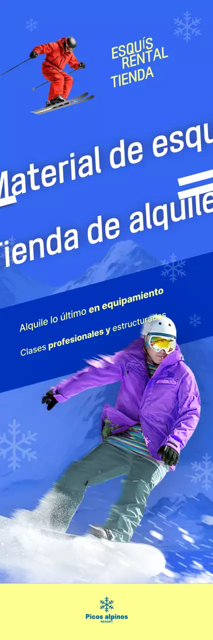 Banderín moderno azul de deportes de invierno