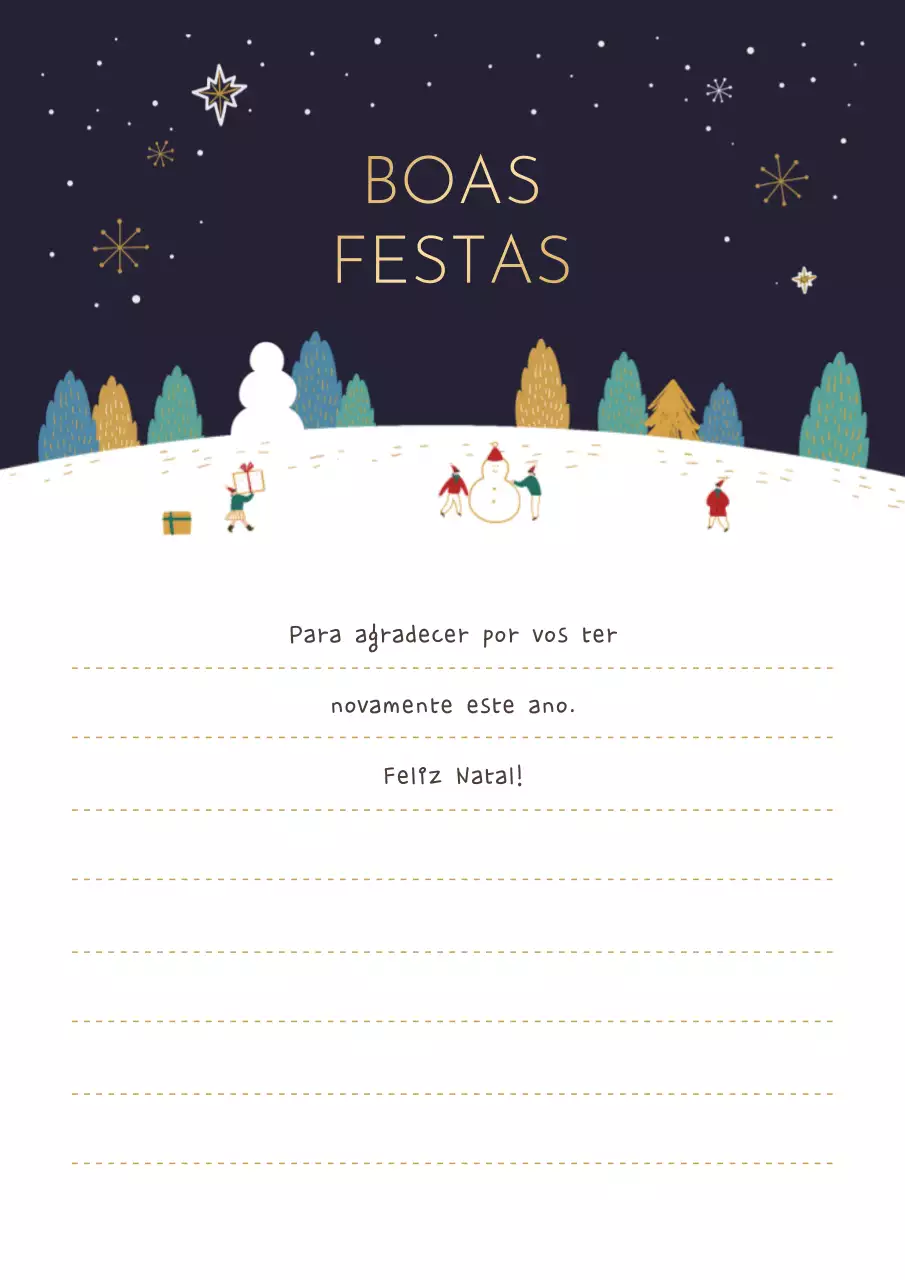Postal de Natal acolhedor azul-marinho