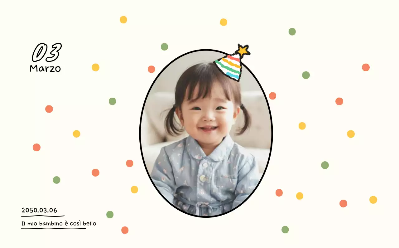 Calendario fotografico con disegno carino