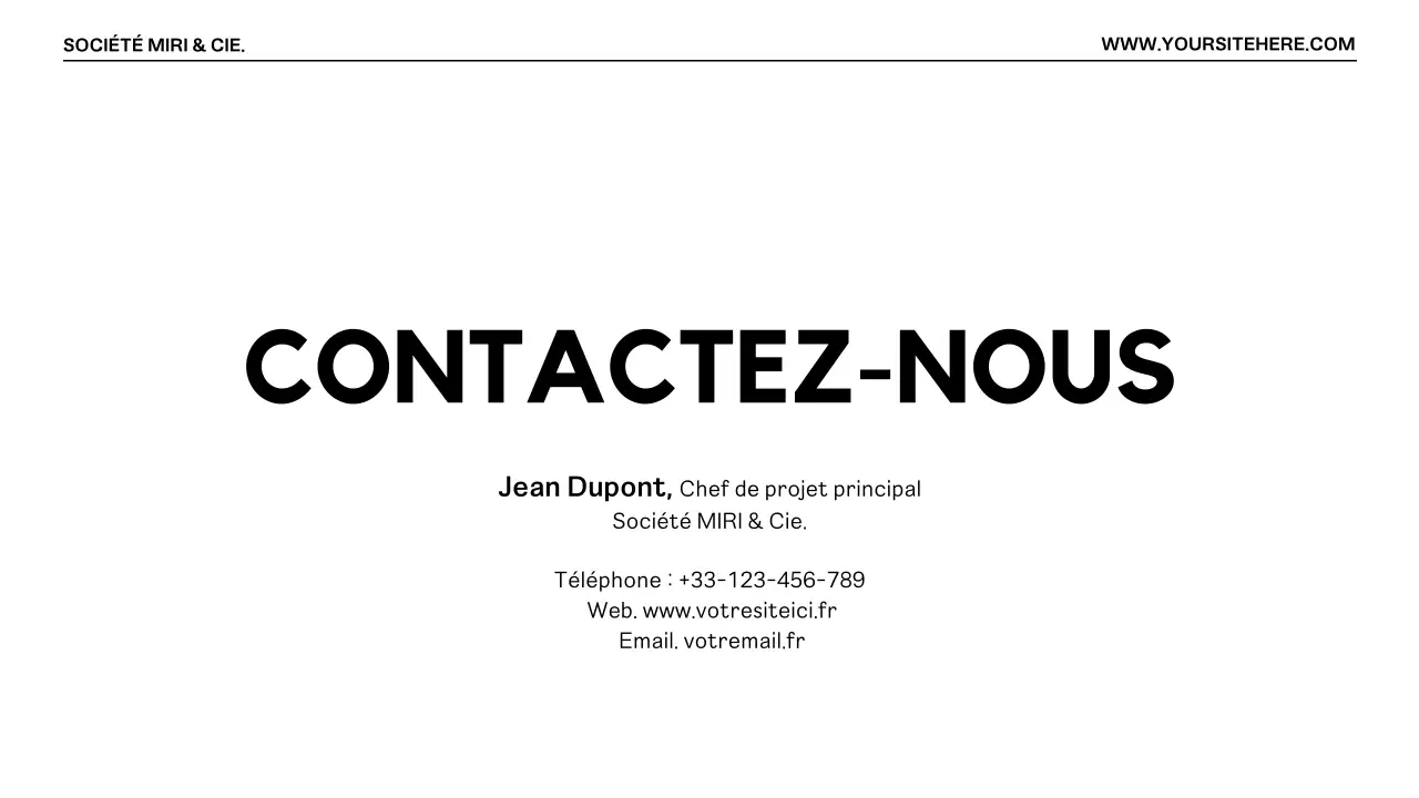 Présentation moderne d'une proposition de projet Orange Noir