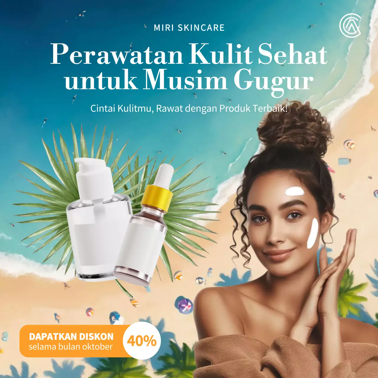 Blue Tropical Skincare Promotion Instagram Post