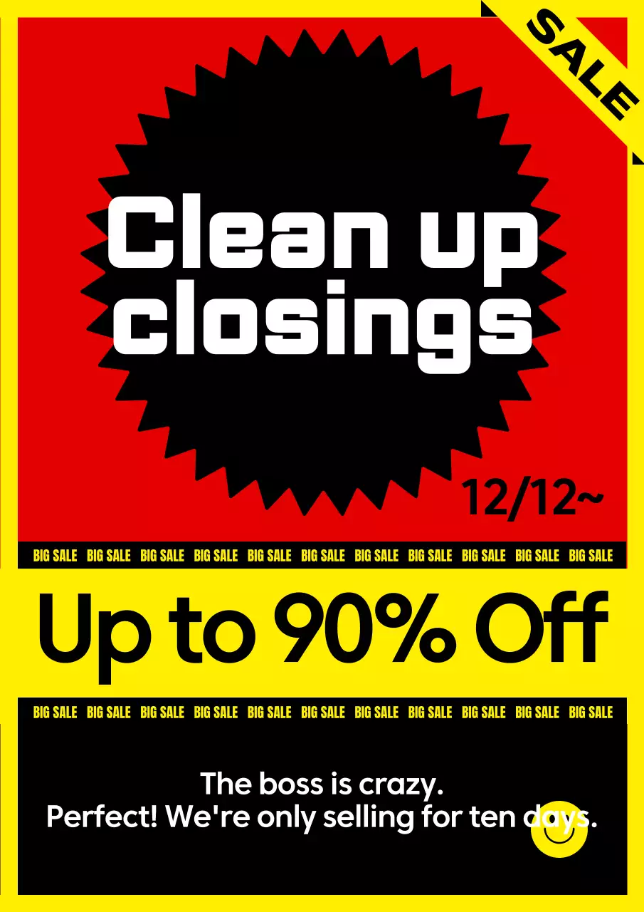 Poster khuyến mại giảm giá màu đỏ đậm