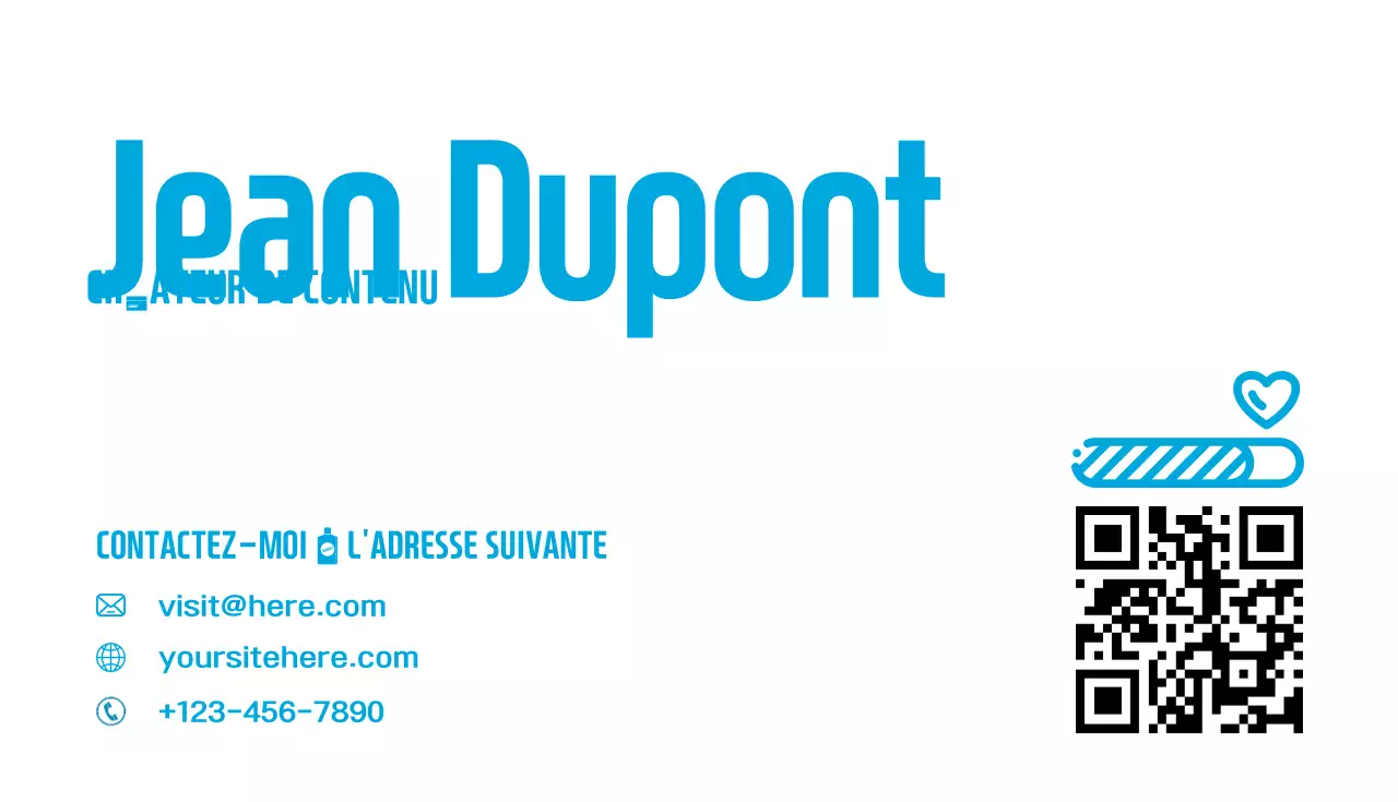 carte de visite de contenu moderne bleue