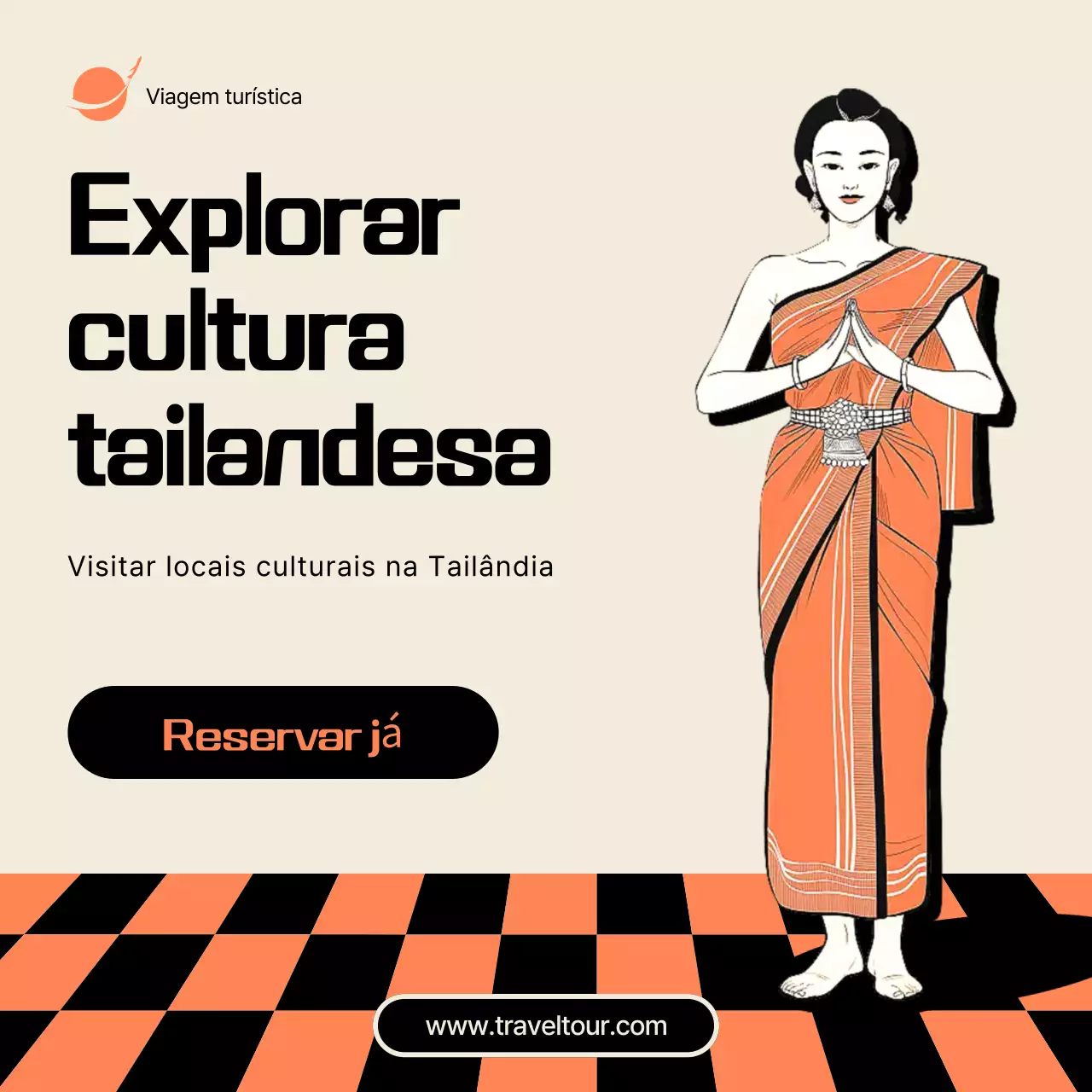 promoção de viagens tradicionais em laranja