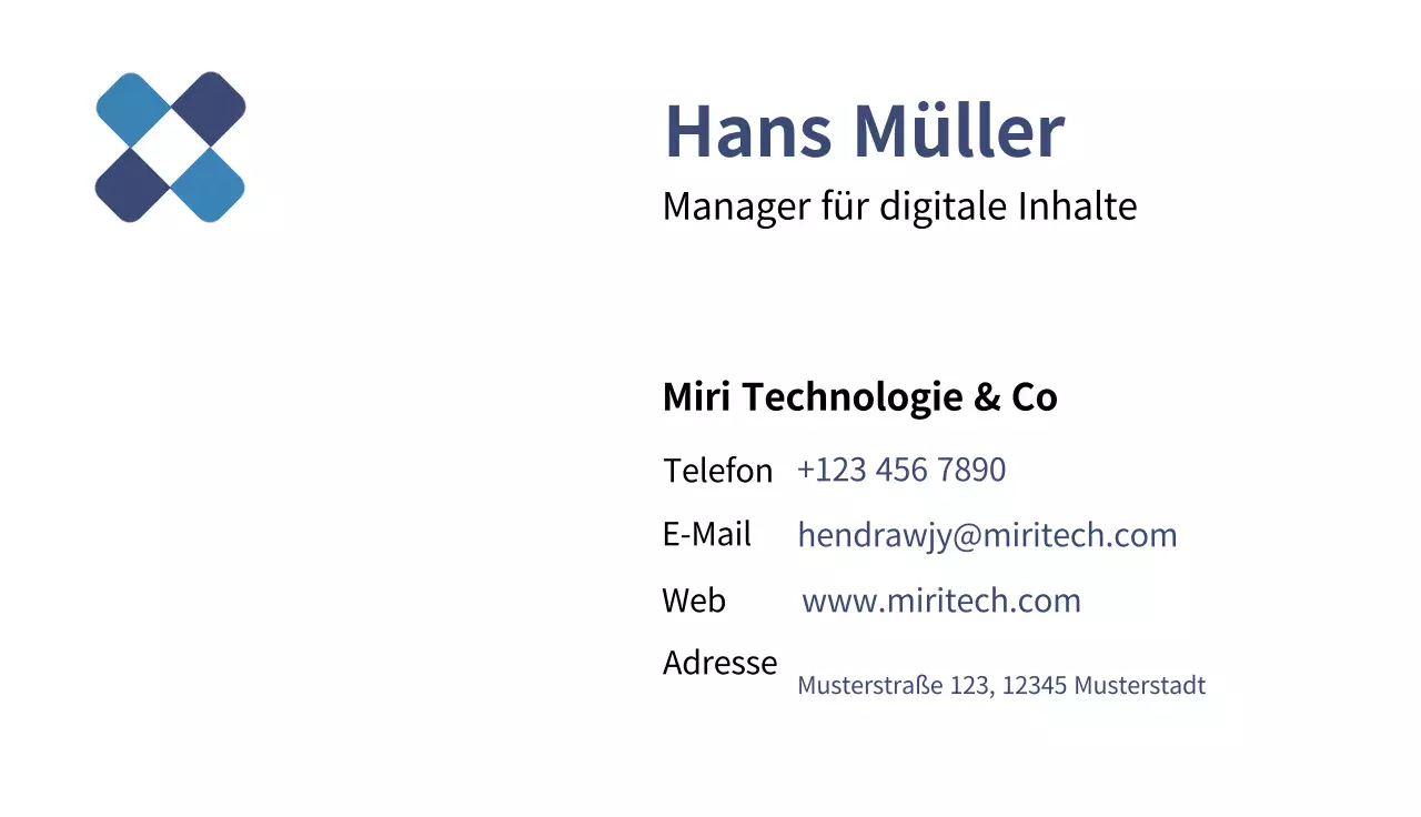 blaue moderne Visitenkarte