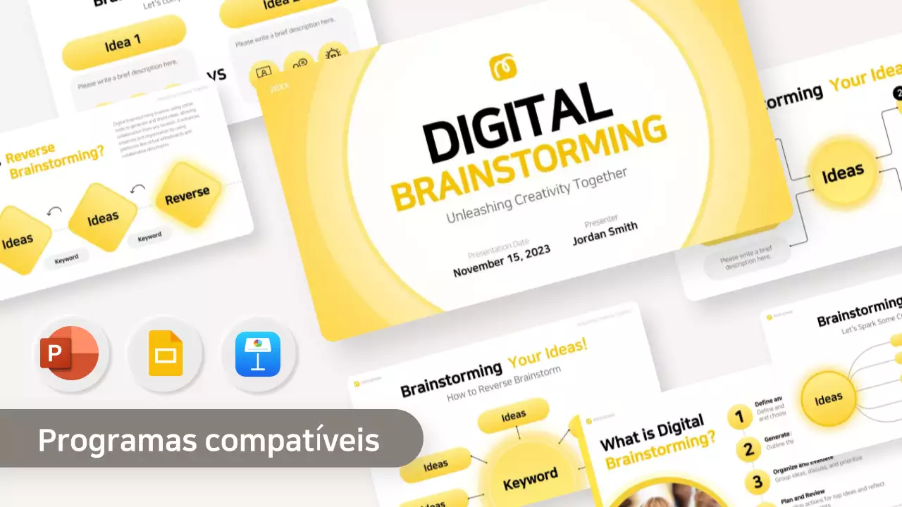 layout de brainstorming moderno amarelo