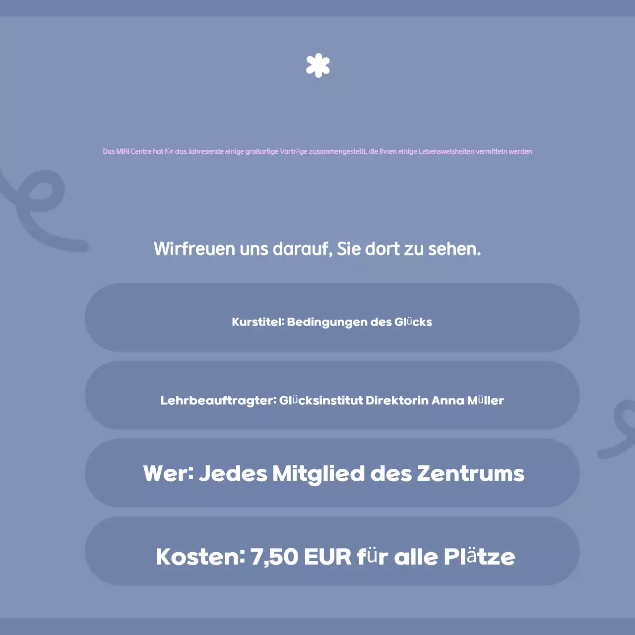 Hellblaue moderne Vortragsankündigungen