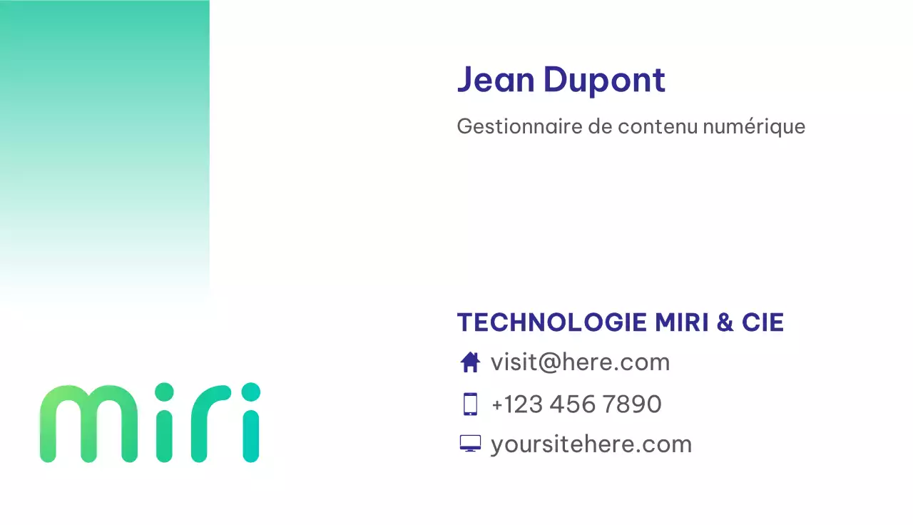 carte de visite moderne sarcelle