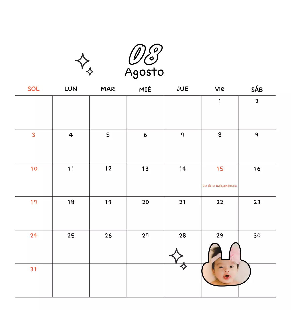 Bonito calendario con fotos de Año Nuevo