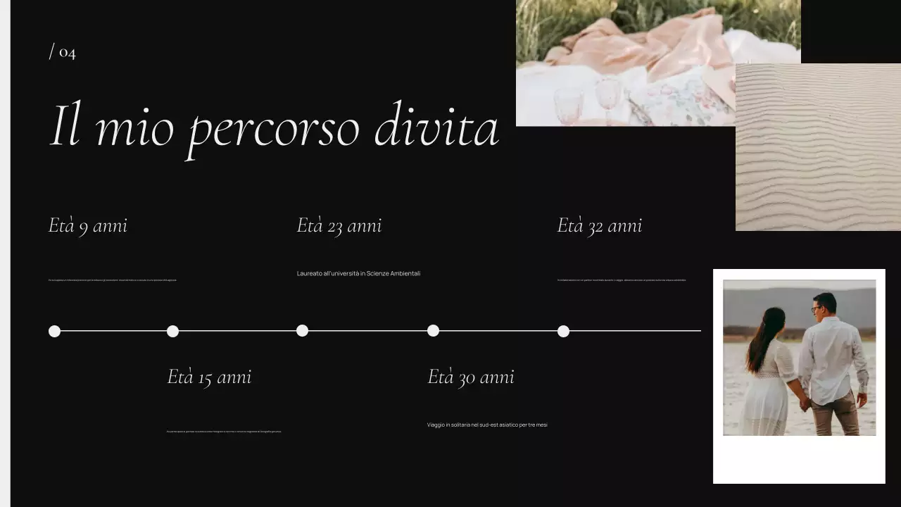 portfolio biografico minimale nero