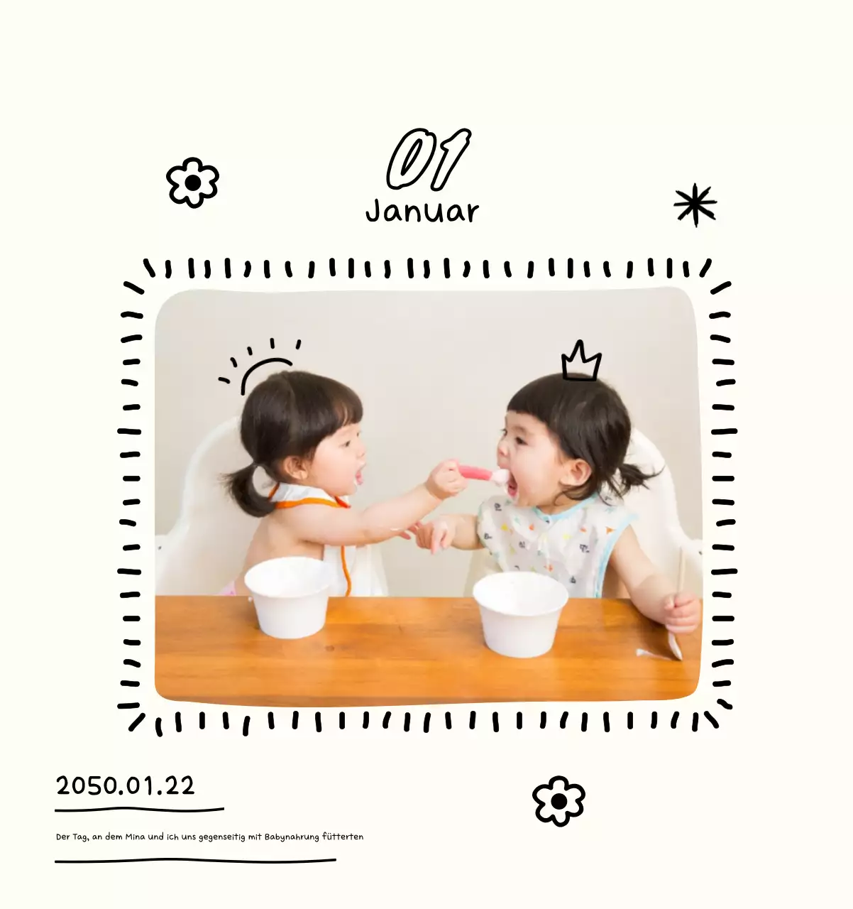 Niedlicher Neujahrs-Fotokalender