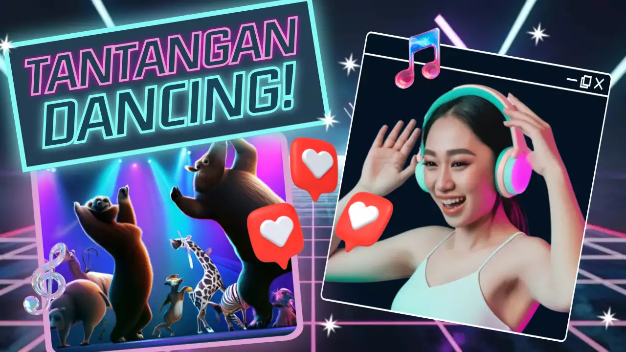 Neon Trendy Dance Challenge Advertisement YouTube Thumbnail