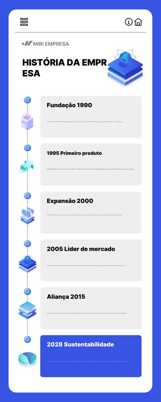 documento histórico da empresa moderna azul