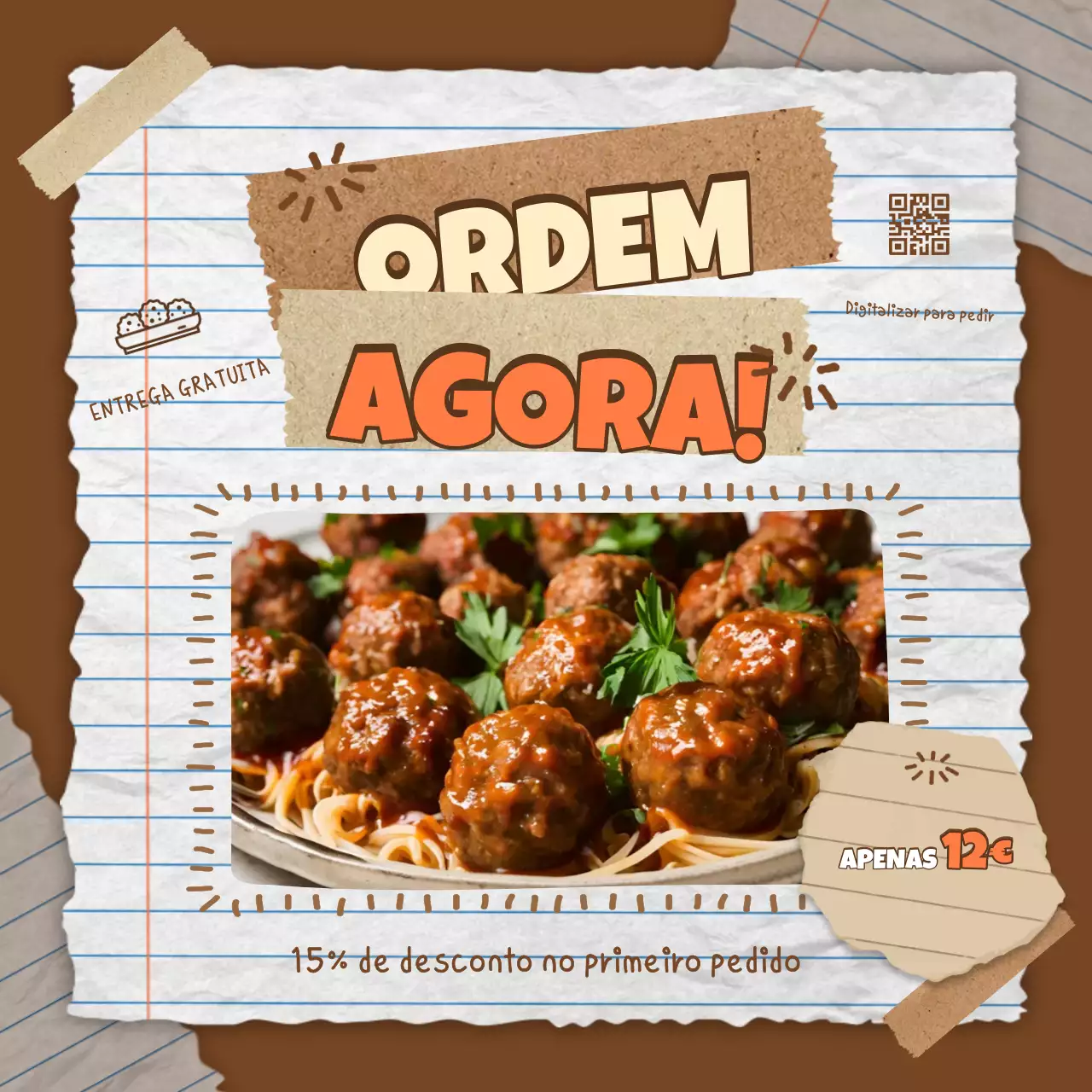promoção de alimentos retro castanhos