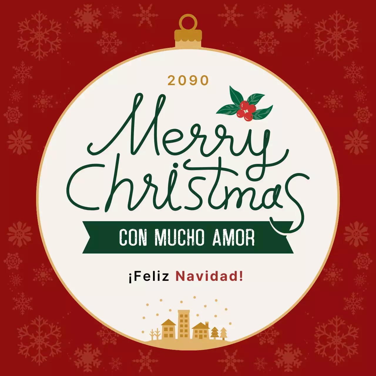 Felicitación navideña clásica en beige