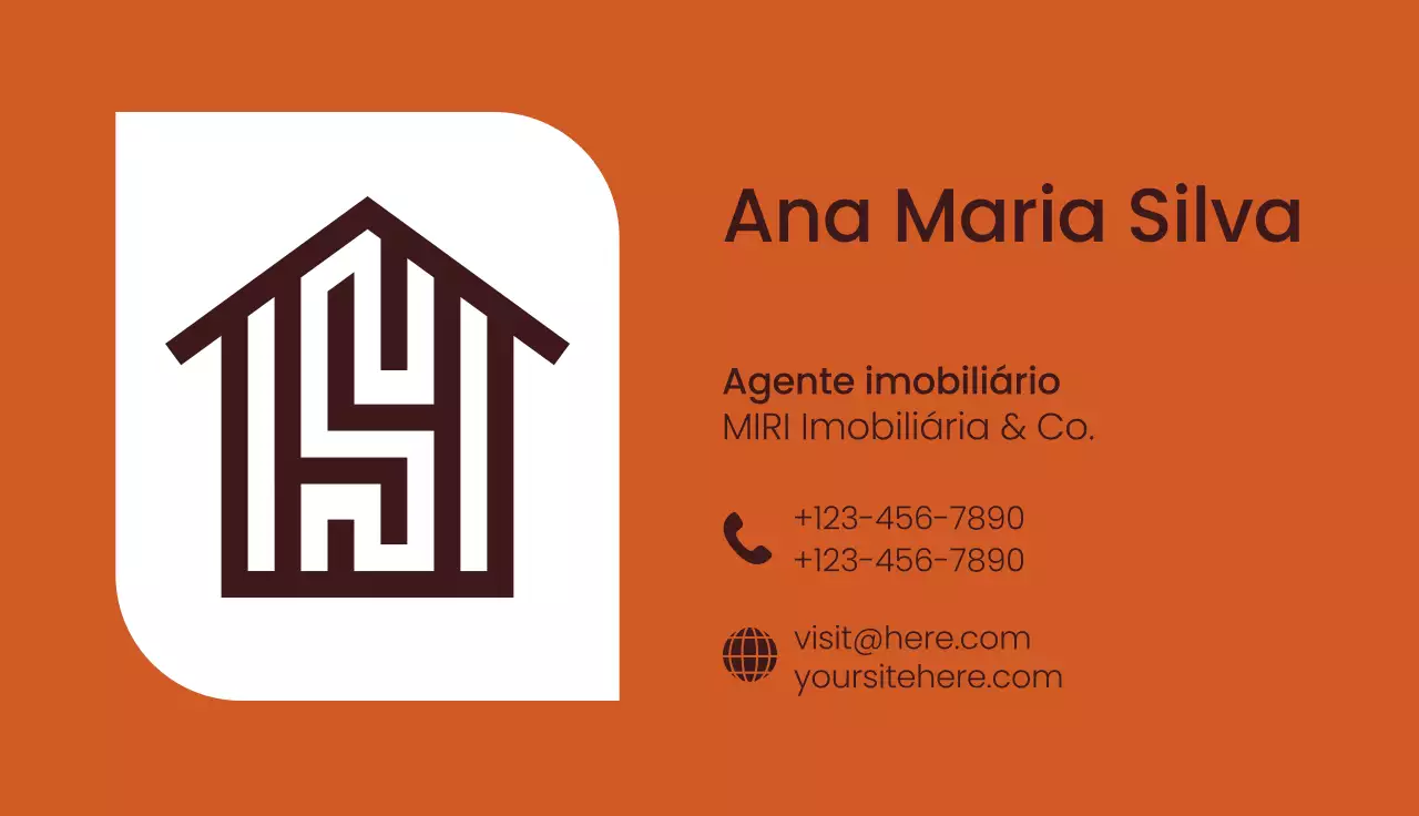 cartão de visita imobiliário moderno cor de laranja