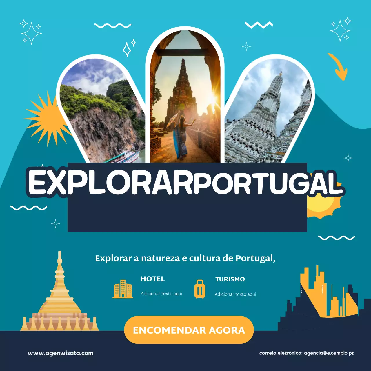promoção de viagens teal modern