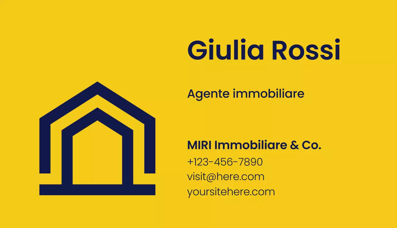 biglietto da visita immobiliare giallo moderno
