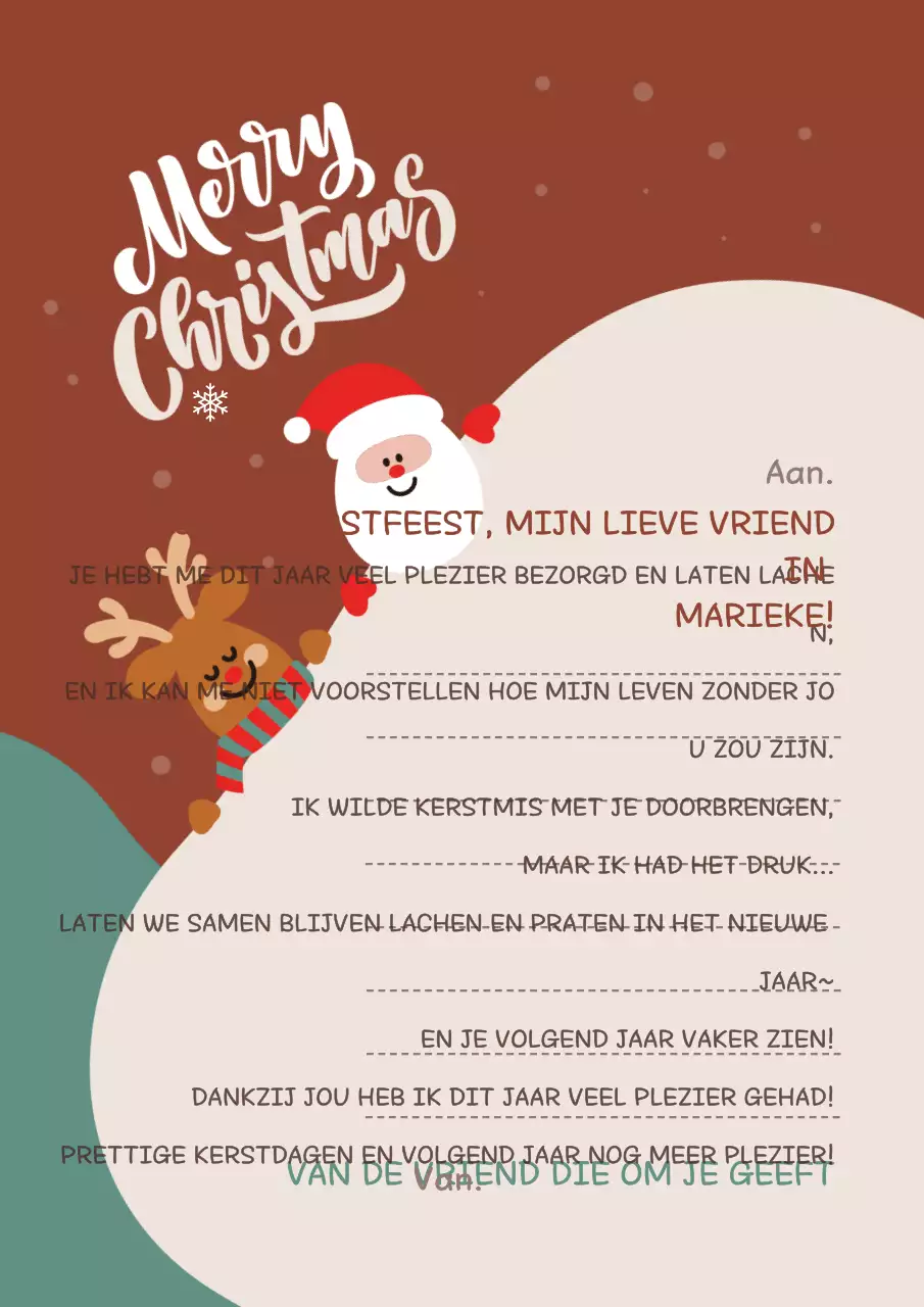Bruine gezellige kerstkaart