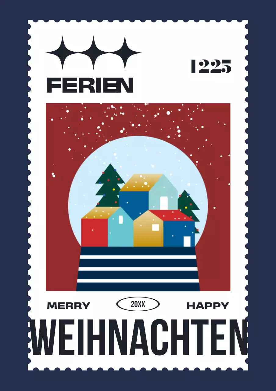 Navy Vintage Weihnachtspostkarte