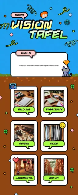 blauer Retro-Vision-Board-Planer