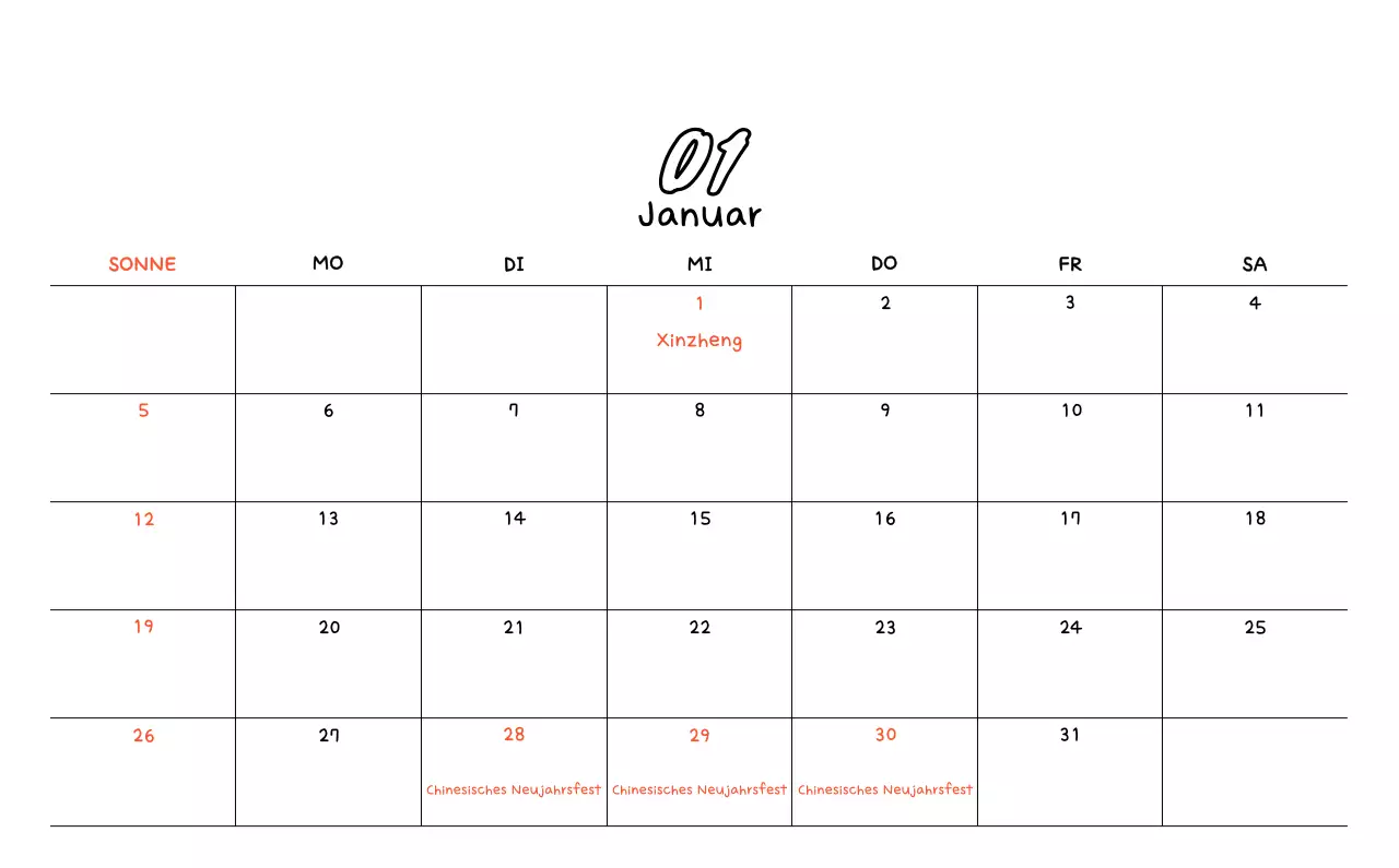 Niedliche Zeichnung Fotokalender