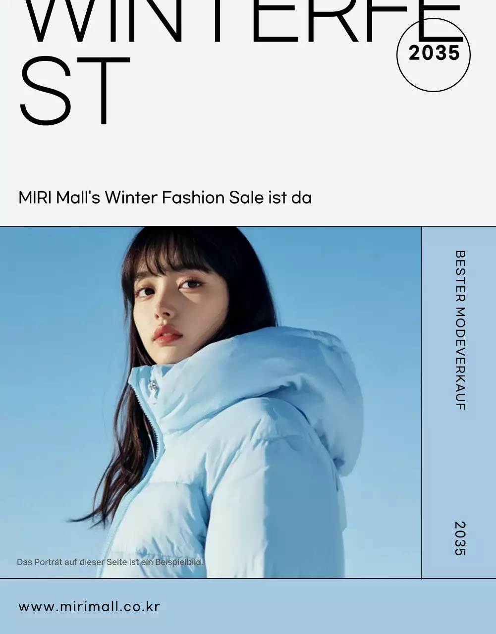 Hellblaue moderne Modeanzeige