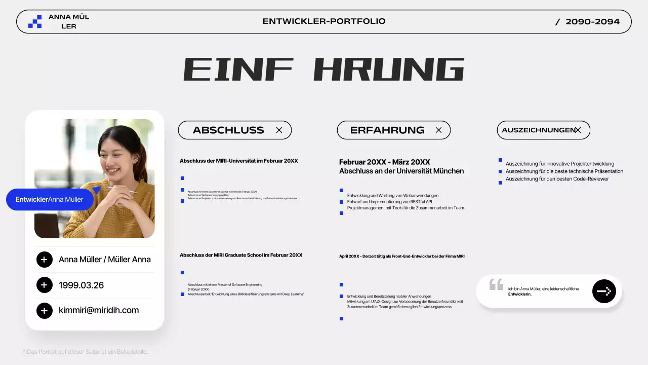 Einführung in das Grey Modern Portfolio