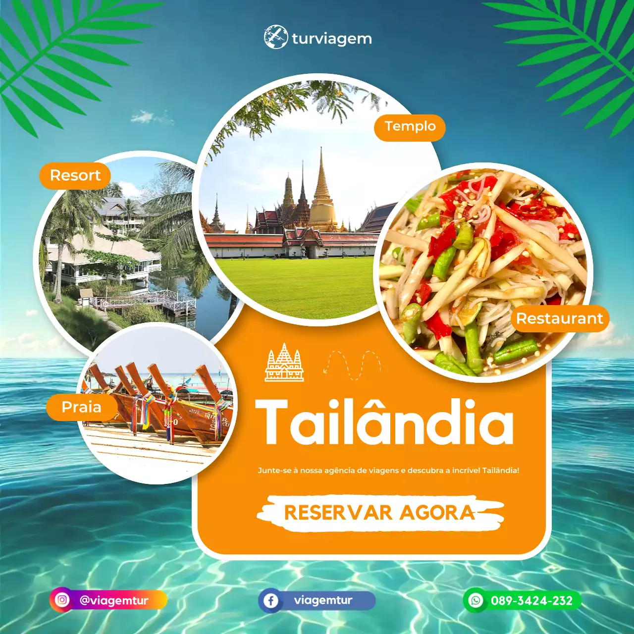 promoção de viagens tropical laranja