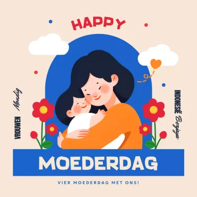 blauw retro indonesie moederdagaankondiging