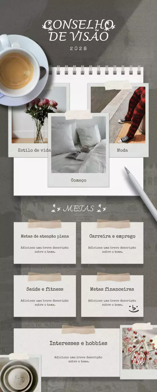 planificador de quadros de visão estético cinzento
