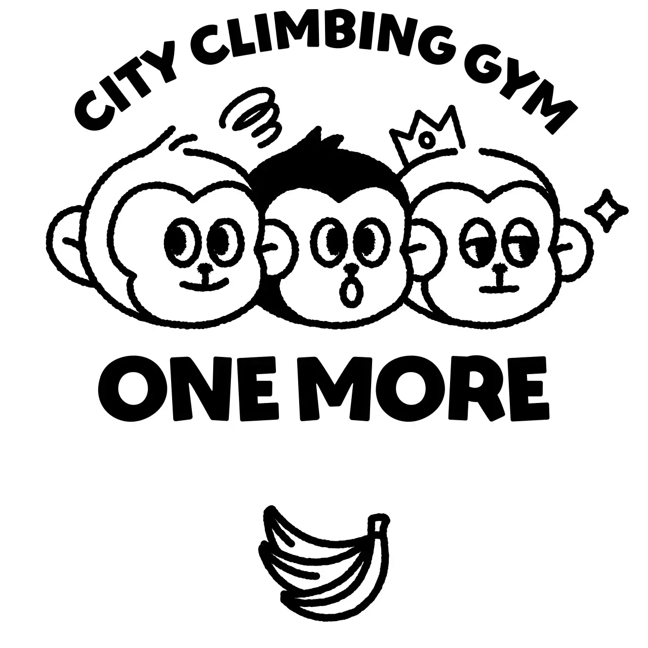 Logo olahraga sederhana dengan ilustrasi tiga monyet lucu