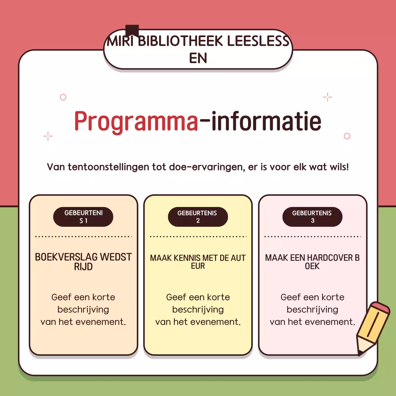 Leesevenementen in de rode en groene bibliotheek promoten