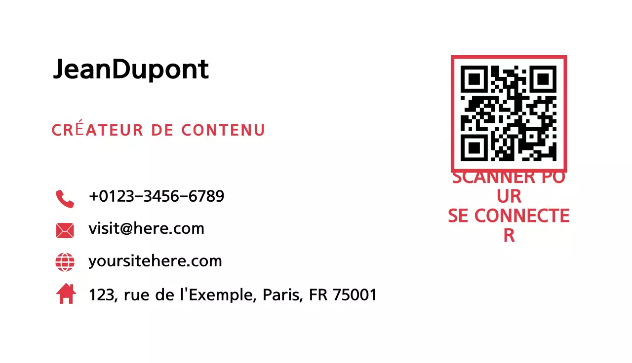 carte de visite moderne rouge