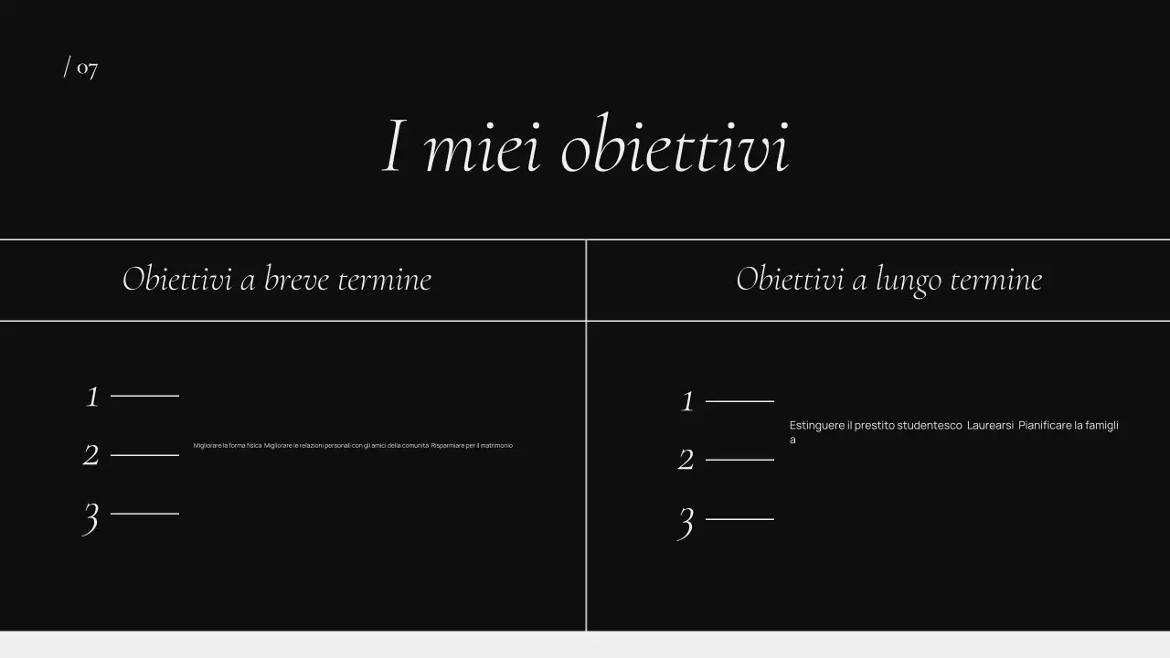 portfolio biografico minimale nero