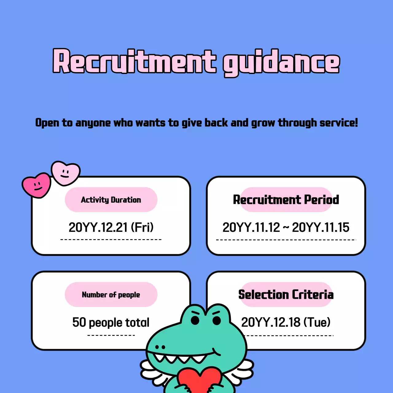 Instagram Carousel Tuyển dụng tình nguyện viên hoạt hình đầy màu sắc