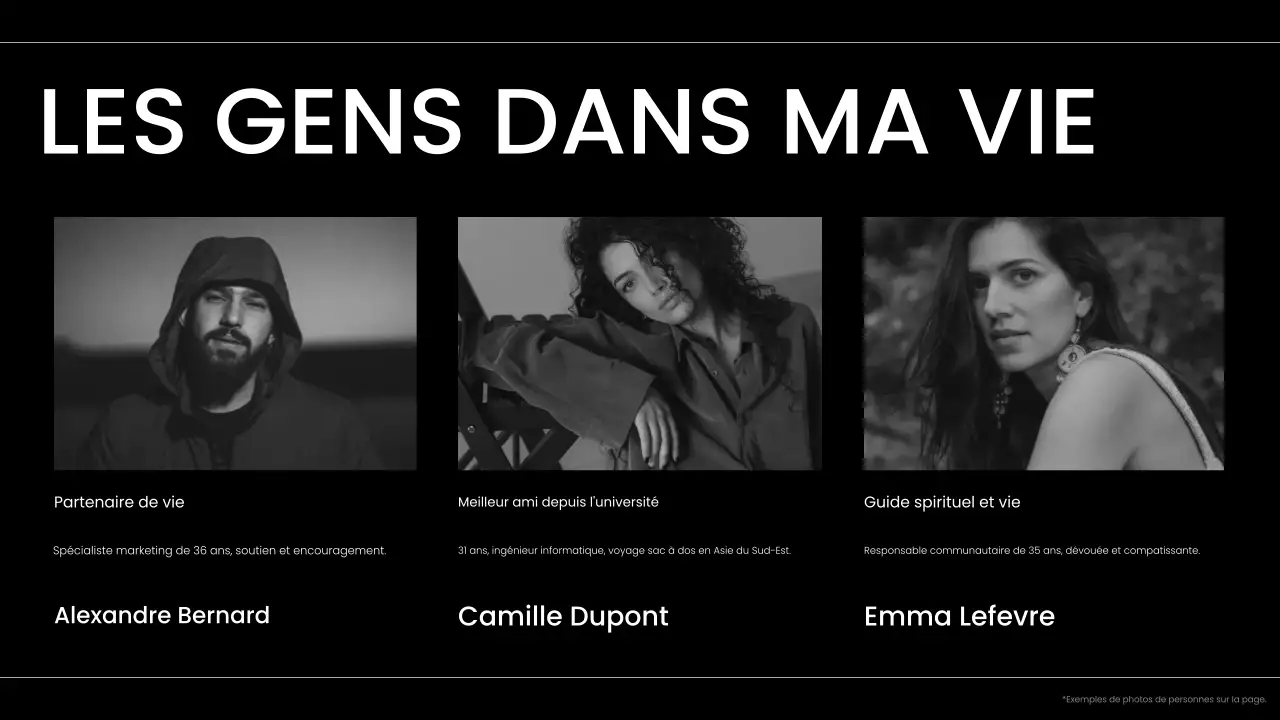 portfolio d'auto-présentation moderne en noir et blanc