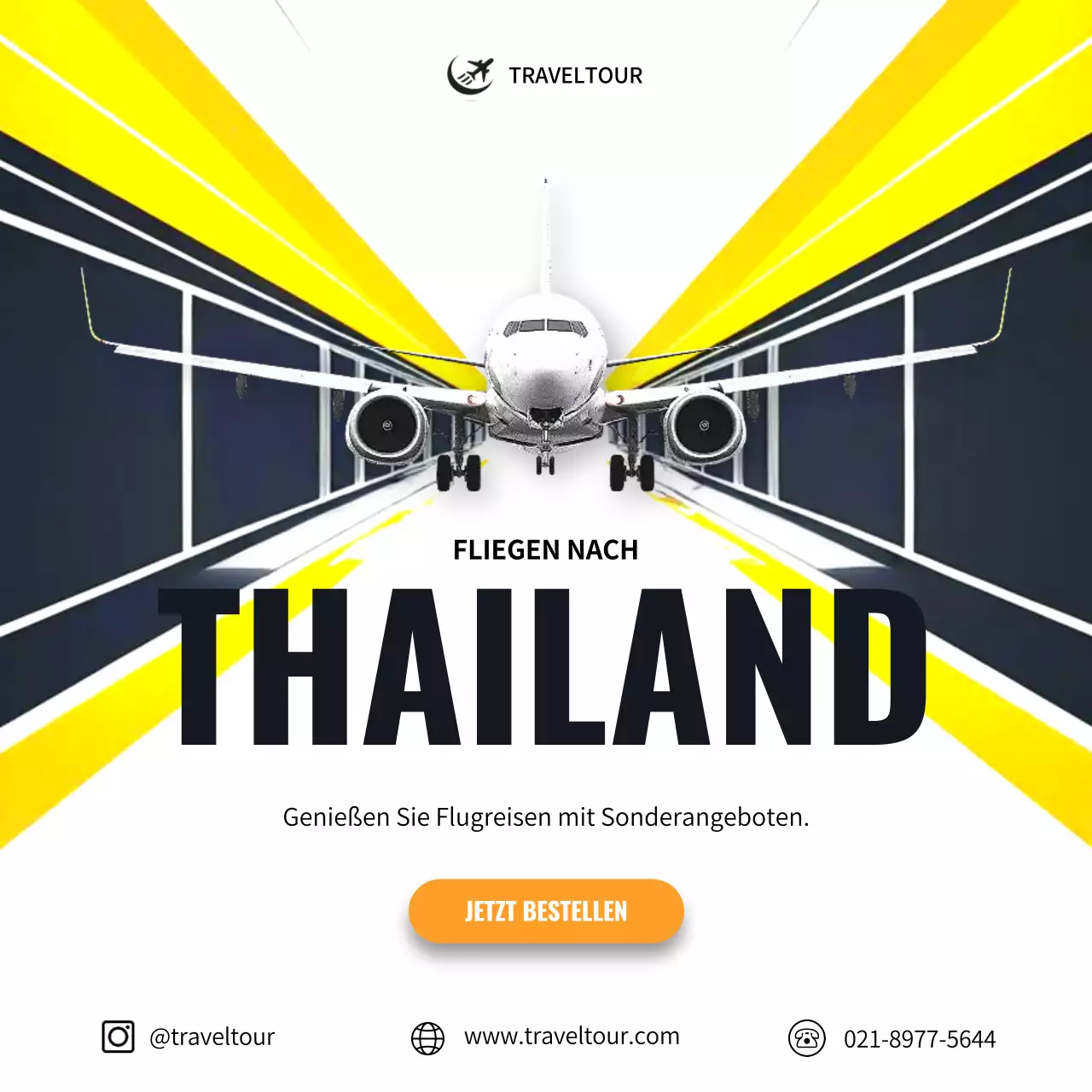 gelbe moderne Reisewerbung