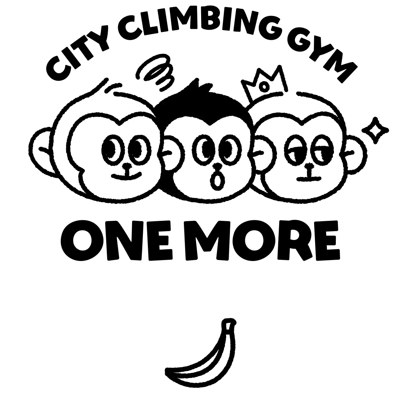 Simple sports logo with three cute monkeys illustration