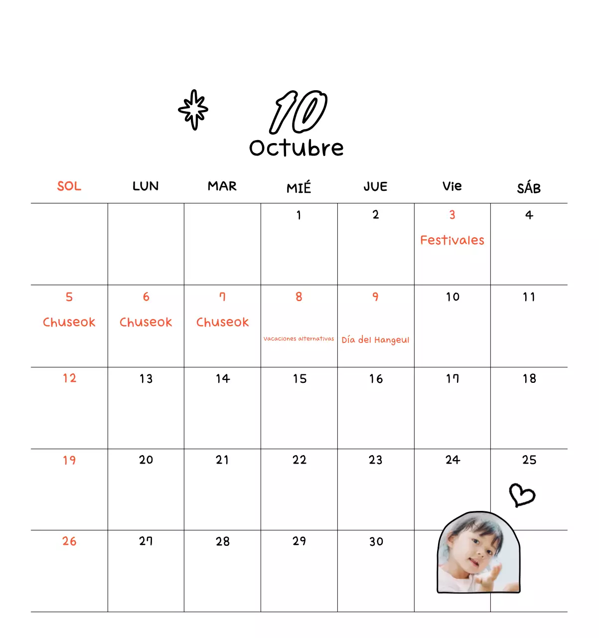 Bonito calendario con fotos de Año Nuevo