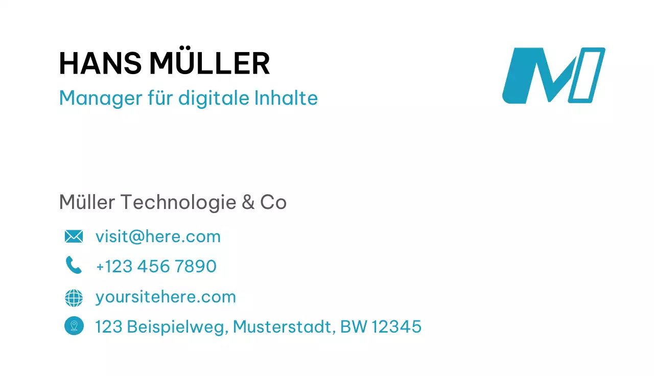 Teal moderne Visitenkarte