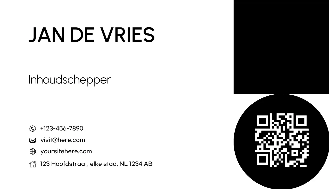 zwart minimalistisch visitekaartje