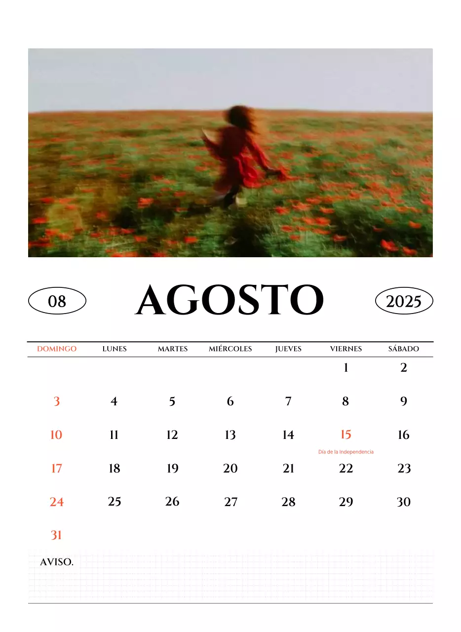 Calendario de pared de estilo sencillo con concepto de fotografía de viajes emocional en blanco y negro