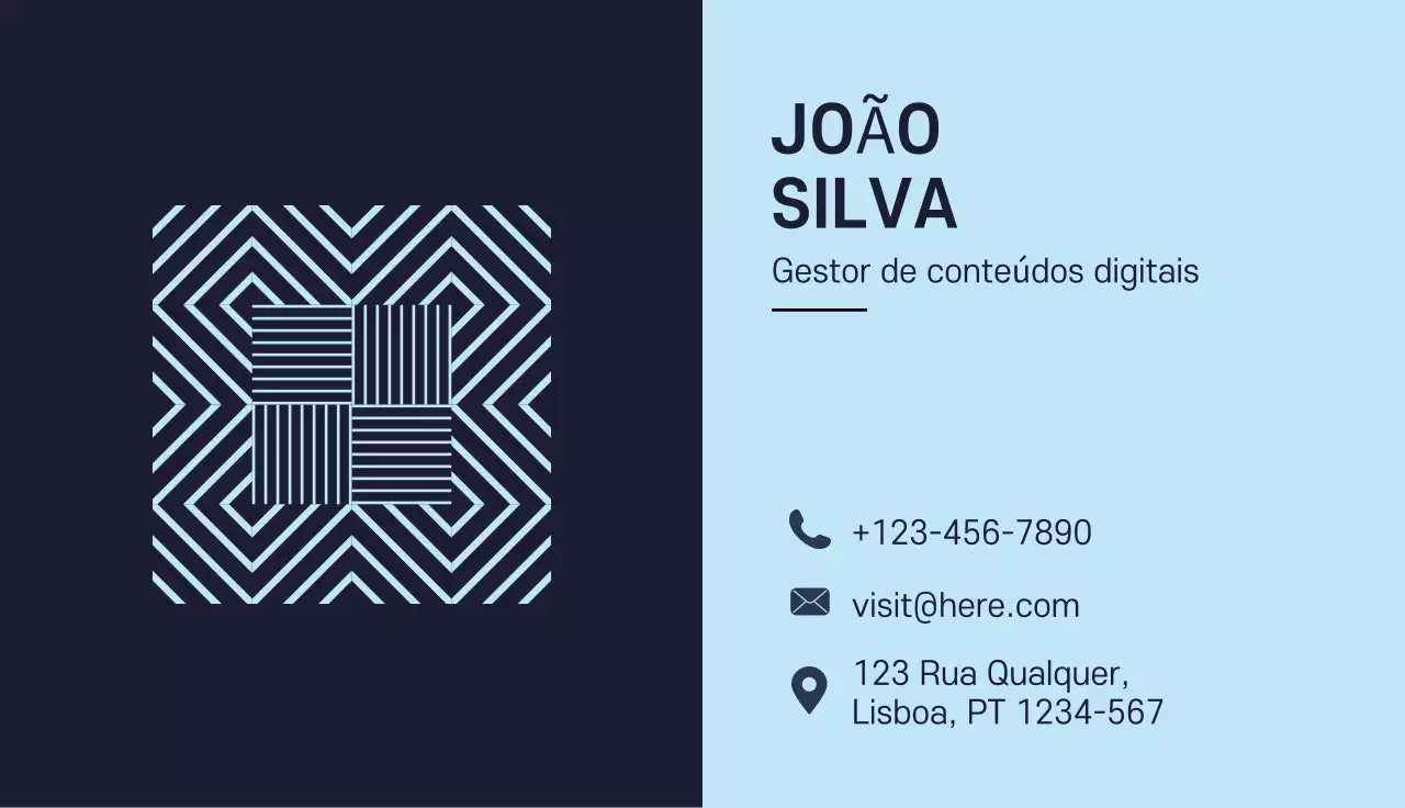 cartão de visita geométrico azul-marinho