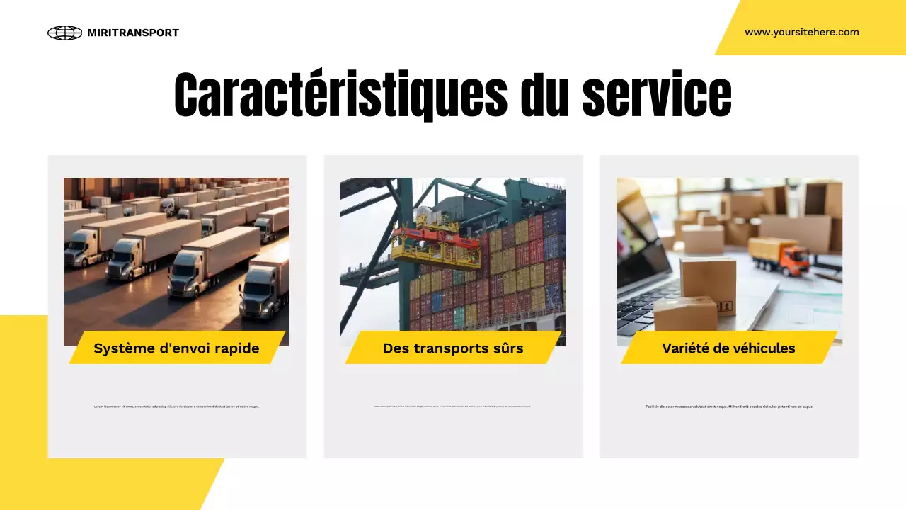 présentation des transports modernes en jaune